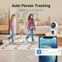 JAIOTlink Indoor Pet Security Camera for Dog Cat, 360 Pan Tilt Baby Monitor, 2.5k Dual-Lens WiFi Camera with Phone App, 2.4G/5G WiFi, AI Human & Pet Detection, Compatible with Alexa