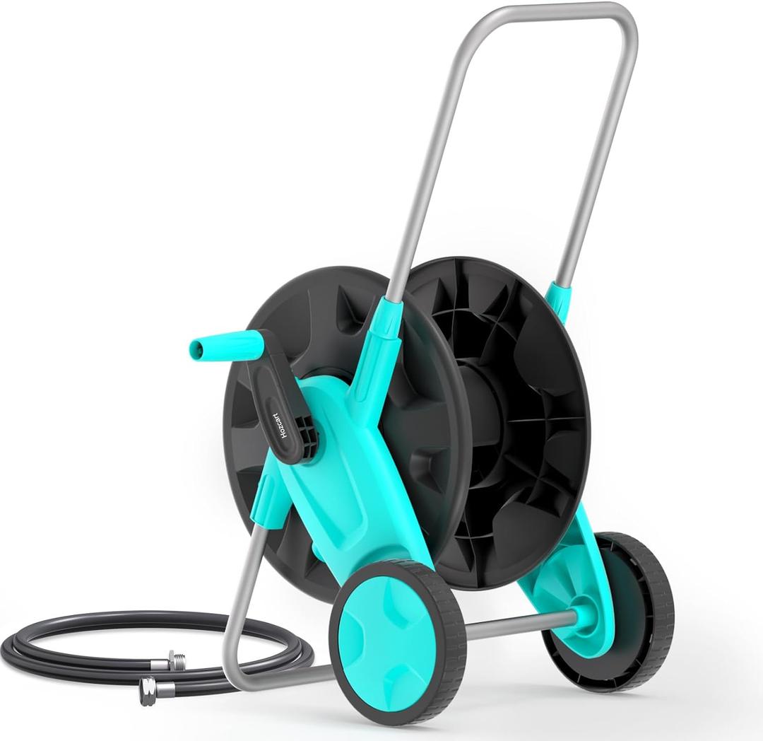 Portable Garden Hose Reel Cart, Hold Up to 75-100 Ft of 5/8 Inch Hose,Garden Water Pipe Holders Mobile Tools with 2 Wheels for Outside Hose Storage