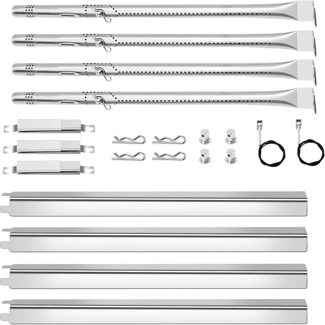 Grill Replacement Parts for Charbroil Performance 4 Burner 463365021, 463365522, 463351021, 463354021, Grill Heat Plates Burner Igniters Adjustable Crossover Tube for Char-Broil