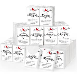 Jetec 100 Pack Funeral Facial Tissues Pocket Tissue Travel Tissues Size in Loving Memory Facial Tissues Funeral Favors for Guests Celebration of Life Decorations, 3 Ply, 8 Sheets (Cardinal Bird)