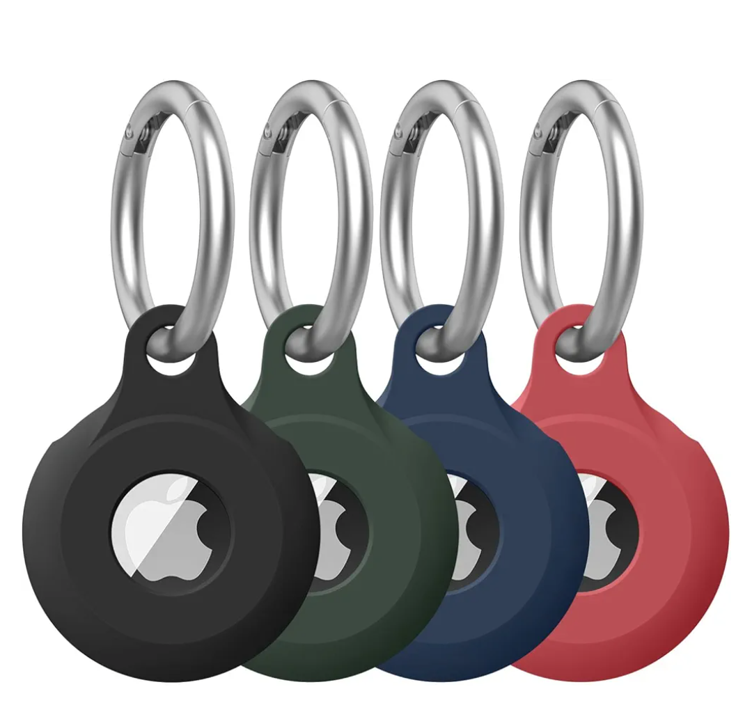 4 Pack for Airtag Holder Case with Keychain, Soft Silicone Airtags Key Ring Cases Cover Tags Chain for Apple Air Tag GPS Item Finders Accessories, for Backpack, Luggages, Pets (4Pack)