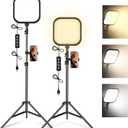 2-Pack LED Video Light Kit, 15W Studio Light,2500-8500K Color temperatue with Tripod Stand&Phone Holder,78" Dimmable Stream for Video Recording, Game Streaming, Photography, YouTube