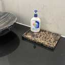 Natural Marble Tray for Bathroom Countertop, Dark Brown Marble Stone Tray for Kitchen Counter (Coffee Net, 12" x 8")