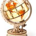 ROBOTIME 3D Wooden Puzzle for Adults Luminous Globe ST003  Wooden 3D Puzzles for Adults with LED Light  Globe Model Building Kit for Teens & Adults