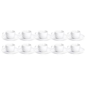 Maxdot 10 Set 2.7 OZ Porcelain Espresso Cups with Saucers White Ceramic Coffee Cups and Saucers Cappuccino Mug Latte Cup for Cafe Mocha Barista Coffee Shop