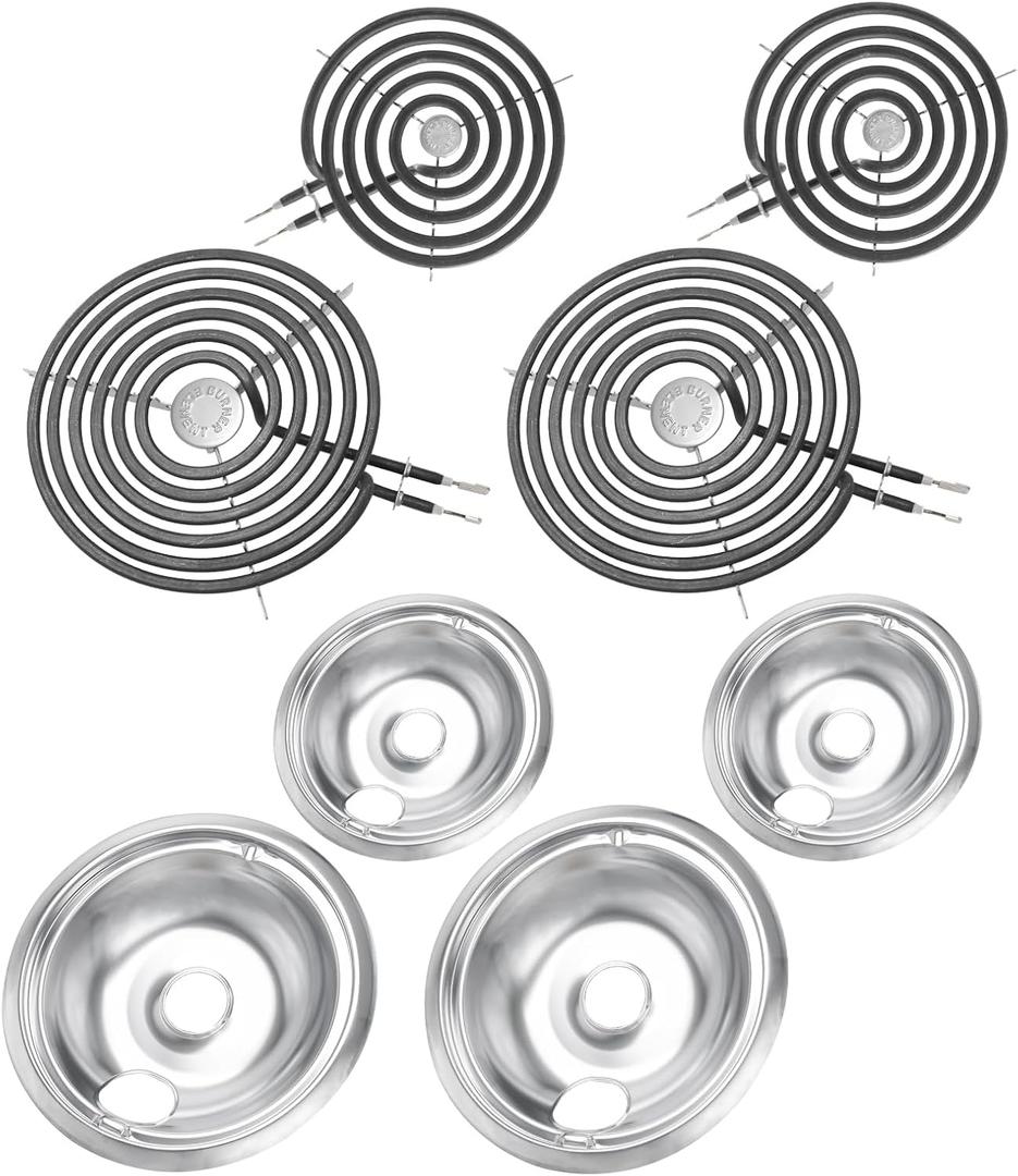 GE Drip Pans and Stove Burner Element Unit Set, Perfectly Fit WB30M1 & WB30M2 -Replacement for GE Hotpoint Stove Top