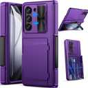GBEE for Galaxy Z Fold 5 Case with Card Holder & Kickstand & Hinge Protection & Slide Camera Protection, Built-in Screen Protector, Full-Body Protective Phone Case for Samsung Z Fold5, Dark Purple