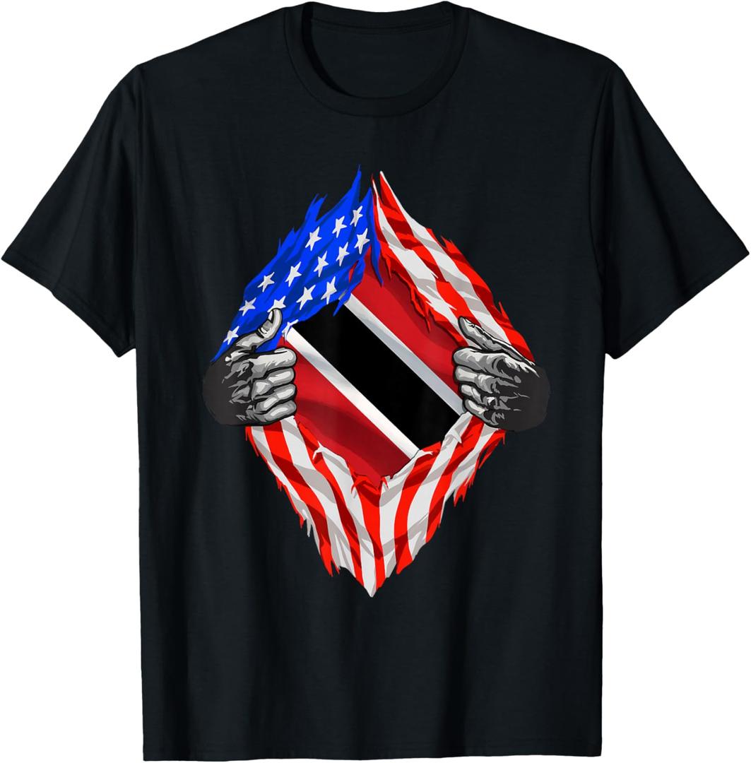 Trinidad and Tobago American Trini Flag Roots Trinidadian T-Shirt, Small