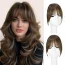 Clip in Bangs, 100% Human Hair French Fringe with Temples for Women Mushroom Brown Clip on Fake Bangs Hairpiece Seamless Blend for Daily Wear