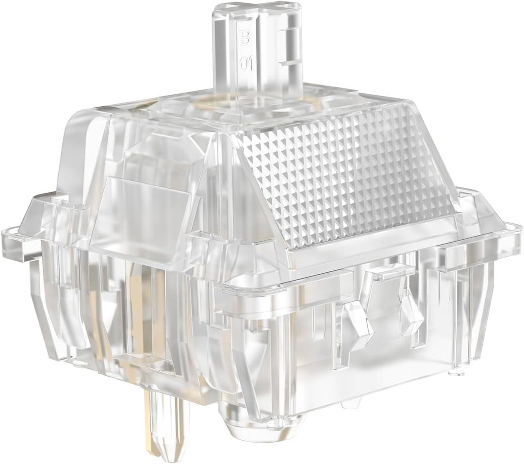 DUROCK Ice King Tactile Switches, 68g Progressive Spring Transparent Clear RGB Switch, 5 Pins Lubed T1 Tactile Mechanical Keyboard Switches (90pcs) (90pcs)