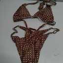 Women's Triangle String Bikini Sets Two Piece Halter Swimsuits Tie Lace Trim Cheeky Bathing Suits Swimwear, XS