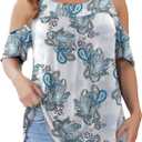 Women's Plus Size Tops Cold Shoulder Dressy Casual Tunics Blouses Lace Summer Short Sleeve Shirts (XXL)