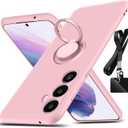 for Galaxy A54 5G Case, with 360Rotatable Ring Holder Kickstand & Strap Lanyard Premium Liquid Silicone Slim Shockproof Protective Case for Galaxy A54 5G, Pink 2.162