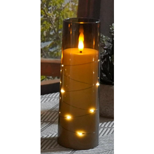 kakoya Flameless LED Candles with Timer 1 piece Flickering Flameless Candles for Romantic Ambiance and Home Decoration Stable Acrylic Shell, with Embedded Star String， Battery Operated Candles（Grey）