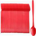 Potchen 100 Pcs Extra Long Spoons for Ice Cream Floats Plastic Sundae Spoons Bulk 8 Inch Long Handle Spoon Heavy Duty for Ice Cream Milkshakes Tea Cocktails Root Beer Float and Tall Beverages (Red)