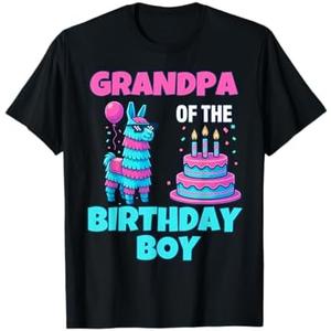 grandpa Birthday Boy Llama Pinata Party family mathing men T-Shirt XL Black