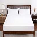 Bamboo Viscose Fitted Sheet 400 Thread Count, Deep Pocket, Cooling Breathable Silky Smooth Soft Bottom Sheet for Hot Sleeper (White, Full)