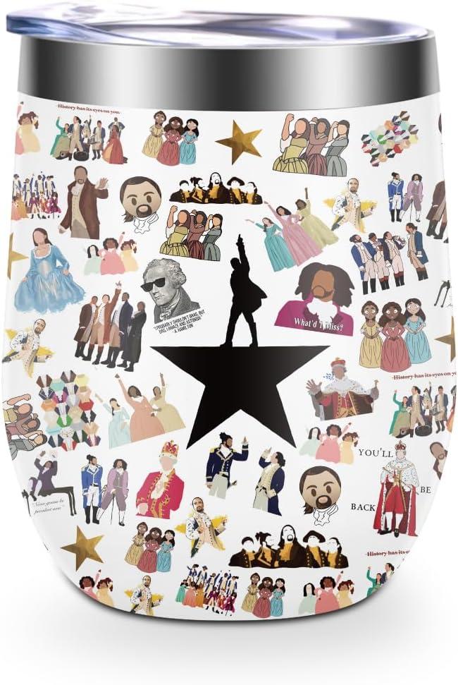 LONGXIN Musical Themed Wine Tumbler Cup, Broadway Musical Lover Gift, Friendship Birthday Christmas Gifts 12 oz Stainless Steel Coffee Wine Tumbler Cup with Lid