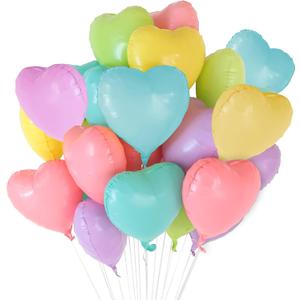 30 Pcs Pastel Colorful Heart Balloons 18in Rainbow Heart Shaped 18 Inch Balloons Helium Mylar Balloons Foil Balloon Baby Shower Decoration for Valentine's Day Birthday Bridal Bachelorette Party