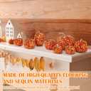 8 Pcs Fall Thanksgiving Pumpkin Decor Glitter Velvet Pumpkin for Home Rustic Farmhouse Artificial Decoration for Autumn Harvest Home Centerpiece Kitchen Thanksgiving Halloween(Orange)