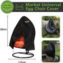 Enzeno Patio Egg Chair Covers Waterproof,75x45inch Egg Chair Cover with Zipper,Windproof Single Egg Swing Chair Covers,Outdoor Hanging Chair Cover Weatherproof,Black