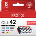 CLI-42 CLI42 Ink Cartridges 8-Pack Compatible PRO 100 Ink Replacement for Canon Ink 42 CLI 42 Ink Cartridge with PRO-100 PRO-100S Printer (BK/C/M/Y/PM/PC/GY/LGY)