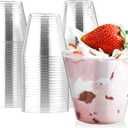 Eupako 5 oz Clear Plastic Dessert Cups 100 Pack Small Clear Plastic Tumbler Cups Great for Desserts, Appetizers, Puddings, Mousse (EXP 12/30/56)