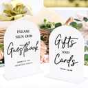 KOSKIMER 2 Pcs White Acrylic Wedding Signs for Ceremony and Reception, 5x7 Inch Wedding Gift Table Sign, Acrylic Guest Book Sign, Cards and Gifts Sign for Wedding, Wedding Reception Signs with Holder (Set of 2)