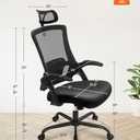 NEO CHAIR Office Chair High Back Desk Chair Comfy Gaming Computer Mesh Seat with Ergonomic Lumbar Adjustable Headrest Rolling Flip-up Armrests and Wheels (All Black)