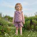 Baby Girl 2Pieces Outfit Strawberry Print Button Down Shirt Tops Cotton Shorts Toddler Little Girls Summer Clothes Set (Purple) Size: 4-5T