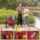 Oversized Padded Camping Chairs for Adults,Heavy Duty Support 400 Lbs,Folding Portable Lawn Chair w/Cup Holder,Cooler Bag,Side Pocket,Perfect for Outdoor Picnic,Hiking(Red), 1 Pack