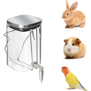 HardcorePet Premium Stainless Steel & Glass Pet Water Bottle  Firing Pin NoDrip Dispenser for Rabbits/Parrots/Rodents | 3 Size Options with Universal Cage Mount (600ml)