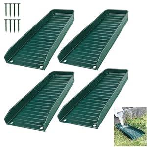 Teisaiko Rain-Gutter Downspout Splash Block - Gutter Downspout Extensions for Rainwater Drainage, Lader Downwards Design, 16" Fixable Downspout Extender with 8 Fixing PP Nails (4, Green)