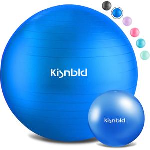 Exercise Ball, Extra Thick Yoga Ball for Workout Pregnancy Stability, 4 Sizes Anti-Burst Balance Ball with Foot Pump - Heavy Duty Fitness Ball Chair for Office, Home & Gym (L,(23-26in,58-65cm), Pure Blue)