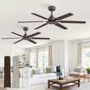 Fanbulous Ceiling Fan No Light, 48 Inch Indoor/Outdoor 6 Blades Ceiling Fan with Remote, 6-Speeds, Quiet Reversible DC Motor, Fans Without Light for Tilted Ceiling/Bedroom/Living Room/Patios, 2 Pack (Brown)