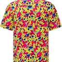 Mens Hawaiian Shirts and Shorts Set 2 Pieces Beach Outfits Summer Vacation Tropical Suit with Bucket Hats (Yellow, XS)