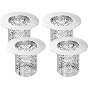 uxcell 4 Pack Shower Drain Strainer, 2" x 2.6" 304 Stainless Steel Floor Drain Strainer Deep Sink Hair Catcher for Kitchen Bathroom Balcony Floor Drain, Fit Hole Size from 1.5" to 2.6"