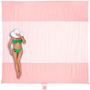 WEKAPO Beach Blanket Sandproof Waterproof, Extra Large Beach Mat, Oversized & Compact Sand Free Mat Quick Drying, Lightweight & Durable with Stakes & Corner Pockets (7x7 FT (13 person), Pink)