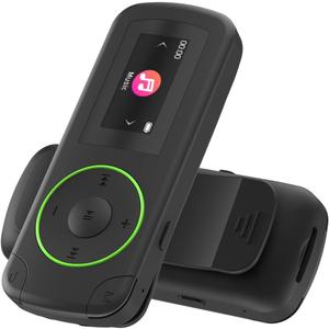 64GB wiwoo Sport Clip on MP3 Player with Bluetooth- Superlight Mini MP3 Player with Clip and Recorder(No FM), MicroSD Support, Shuffle Playback for Running, Cycling, Hiking, Climbing and Yoga