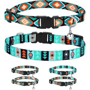 CollarDirect Cat Collar Breakaway with Removable Bell Set of 2 PCS (Aztec & Ethnic)