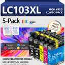 LC103XL LC103 103 Ink Cartridges High Yield Replacement for Brother LC103 XL LC103 LC101 Ink Work with MFC-J870DW MFC-J6920DW MFC-J6520DW MFC-J450DW MFC-J470DW(2 Black, 1 Cyan, 1 Magenta, 1 Yellow)