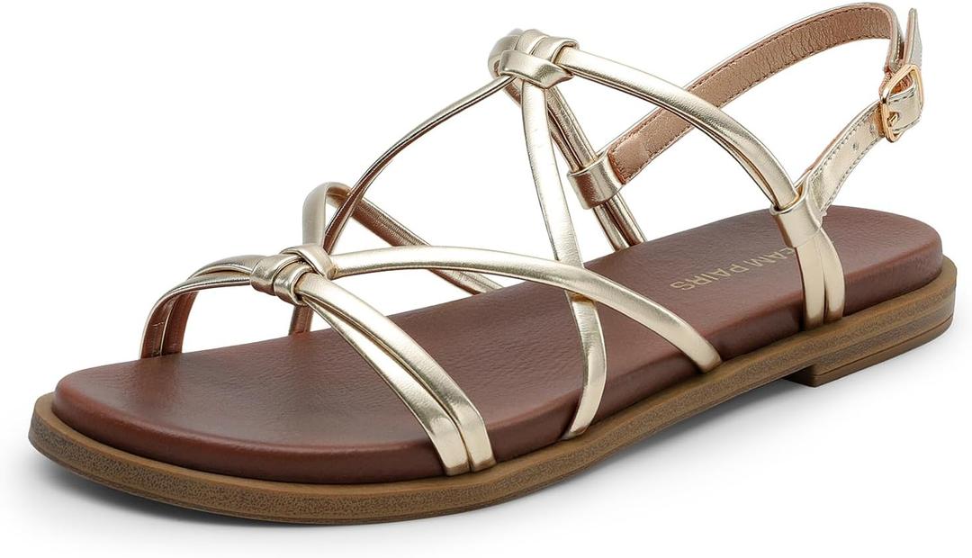 DREAM PAIRS Women's Sandals Cross Strappy Gladiator Dress Flat Sandals Daily Casual Comfortable Summer Shoes (11, Gold-pu) DREAM PAIRS Women's Sandals Cross Strappy Gladiator Dress Flat Sandals Daily Casual Comfortable Summer Shoes (11, Gold-pu)