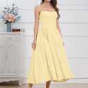 Womens Corset Dress Sexy Thigh Spaghetti Strap Bustier Cocktail Dress Low Cut Boho Formal Dresses with Pockets (Yellow, M)