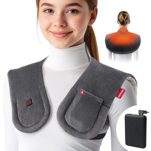 Cordless Heating Pad for Neck & Shoulder & Upper Back Pain Relief, Rechargeable Heat Wraps with Battery, Electric Cervical Spine Warmer with 3 Heat Settings, Gifts for Women Men Mom Dad Cordless Heating Pad for Neck & Shoulder & Upper Back Pain Relief, Rechargeable Heat Wraps with Battery, Electric Cervical Spine Warmer with 3 Heat Settings, Gifts for Women Men Mom Dad
