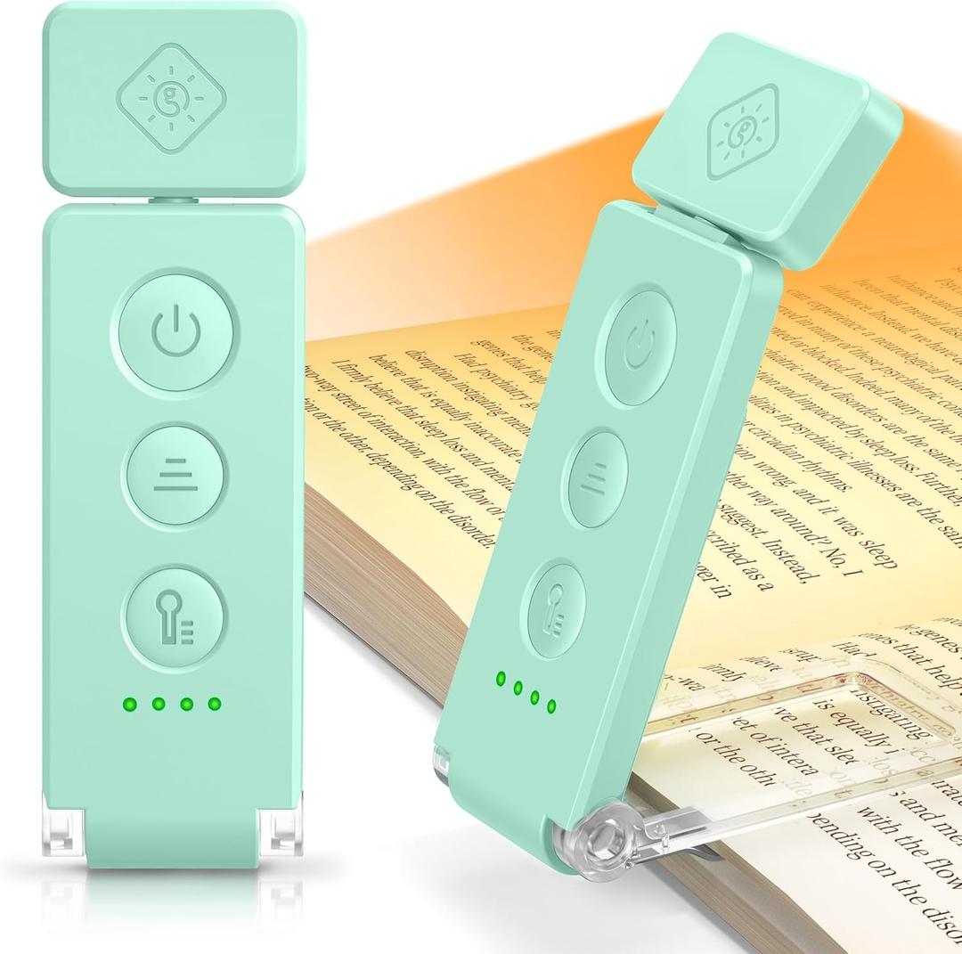Glocusent 12 LED Rechargeable Book Light, Clip-on Reading Light with 5 Colors & 5 Brightness Levels, Up to 100Hrs Runtime, Eye-Caring Reading Lights for Books in Bed, Perfect for Book Lovers, Kids (Sky Blue)