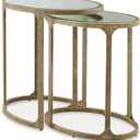 Signature Design by Ashley Irmaleigh Classic Nesting Accent Table Set with Mirrored Tabletops, Set of 2, Metallic, 22.25" W x 15.5" D x 24.13" H
