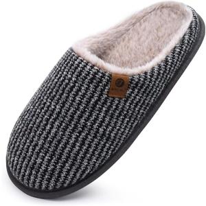 ONCAI Men's House Slippers Memory Foam Slip-On Warm Cozy Scuff Home Bedroom Shoes with Indoor/Outdoor Rubber Soles US Size 7-15 (10)