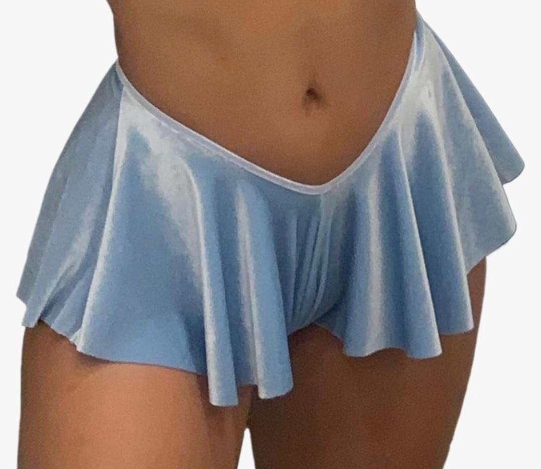 Sexy Briefs Men Panties Thongs Ruffled Skirt Dress Costume Panty Skirt Thongs Gay Male Sissy Sexy Underwear Lingerie Boxers (Color : 7007-blue, Size : Medium