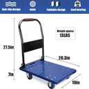 Push Cart Dolly, Moving Platform Hand Truck with 360 Degree Swivel Silent Wheel, Foldable for Easy Storage Suitable with 800lb Weight Capacity, Blue