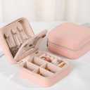 2 x Mini Jewelry Travel Box, Italian Velvet Travel Jewelry Storage Box, Small Portable Jewelry Storage Rack, Jewelry Box with Mirror Beads, Women's Travel Jewelry Box, Gift Box (with Mirror)